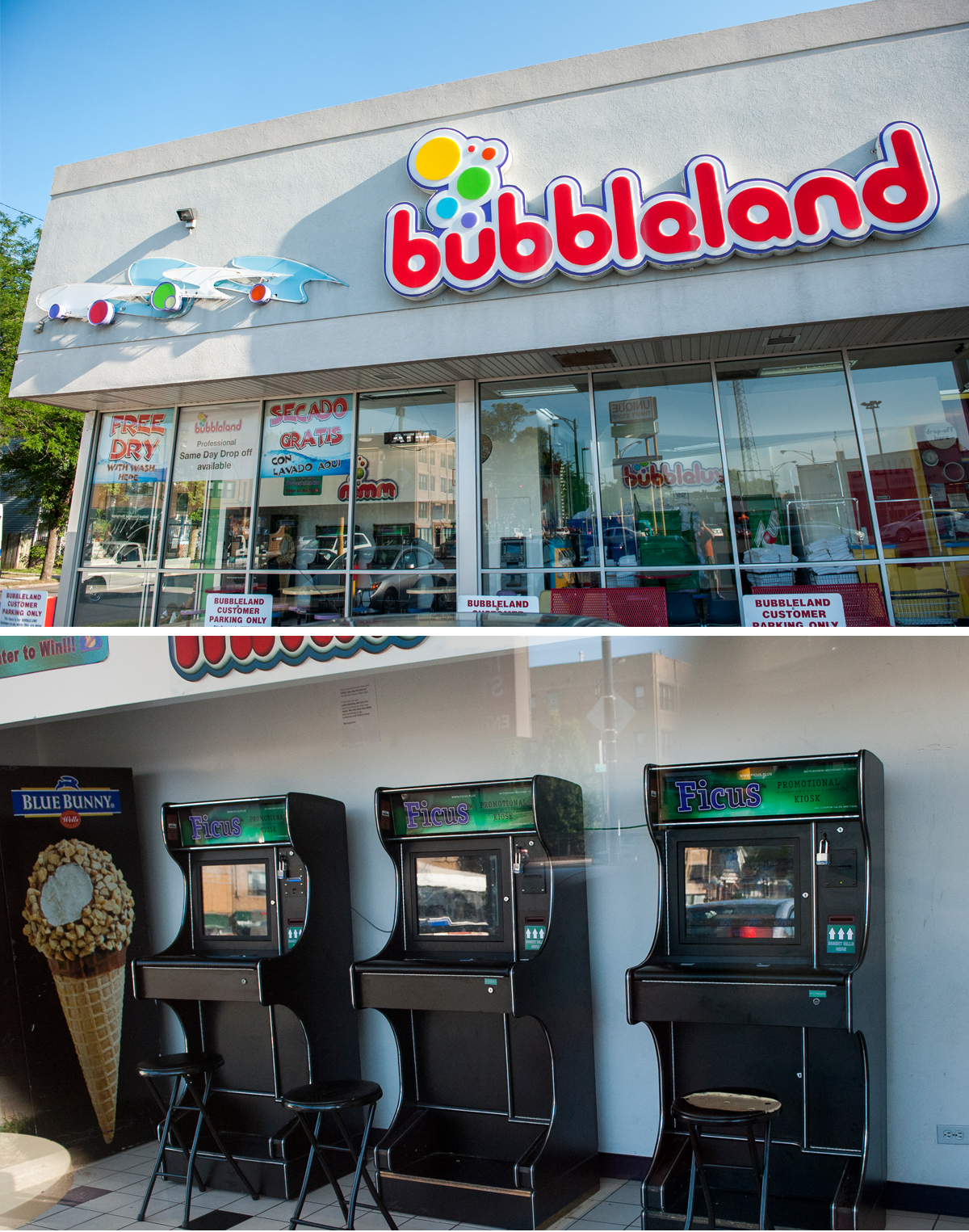 There are three sweepstakes machines at Bubbleland, a laundromat at Elston and Kimball. (Bill Healy/WBEZ)