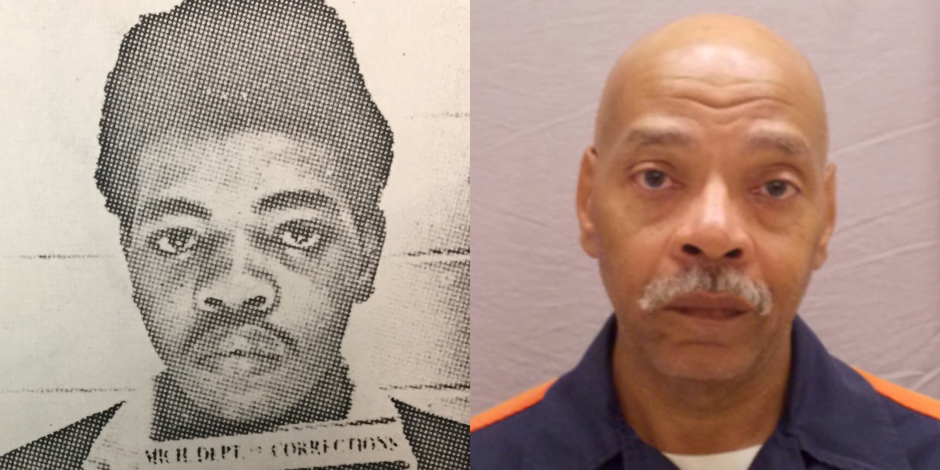 This combination of photos provided by the Michigan Department of Corrections shows Chester Lee Patterson in 1971 and in Aug. 8, 2015. Patterson has been behind bars for 45 years. (MDOC via AP)