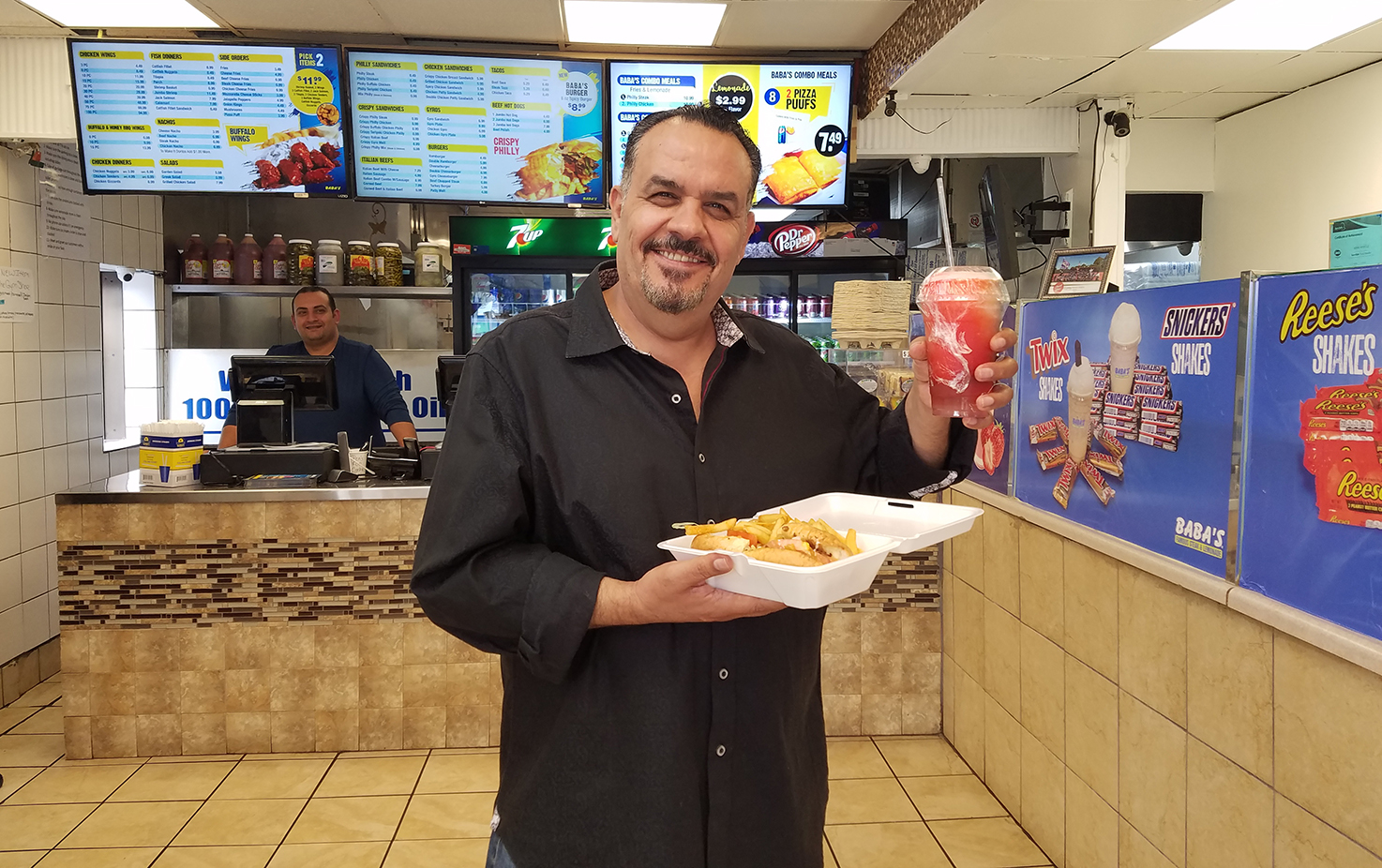 Jordan-native Haitham 'Mario' Allabadi opened the first Baba's Famous Steak and Lemonade restaurant in 1998 in south suburban Country Club Hills. (WBEZ/Monica Eng)