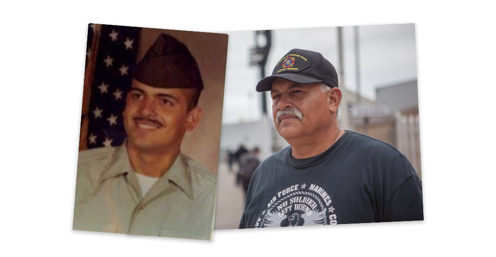 Hector López during his time in the military and in 2019