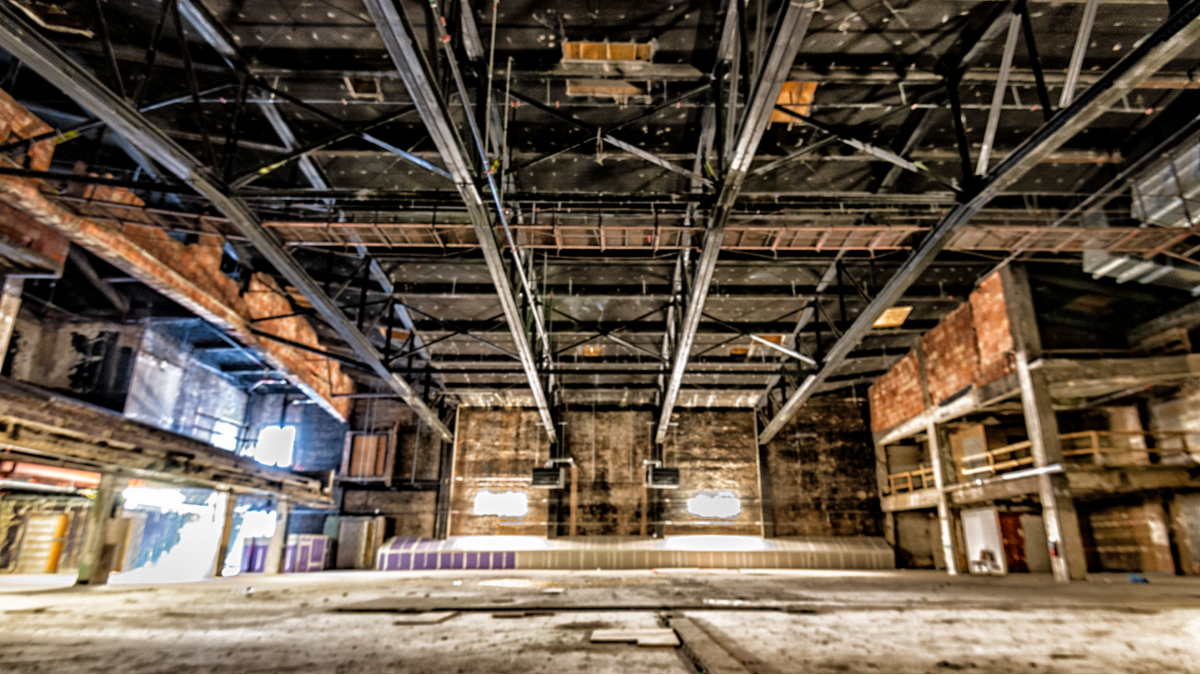 In the same building as the Oriental Theater, 14 floors above street level, is a vast open space originally designed as a Masonic meeting hall. It's the future home of Teatro ZinZanni, a Seattle-based circus and dinner cabaret set to open in April. (Jason Marck/WBEZ)