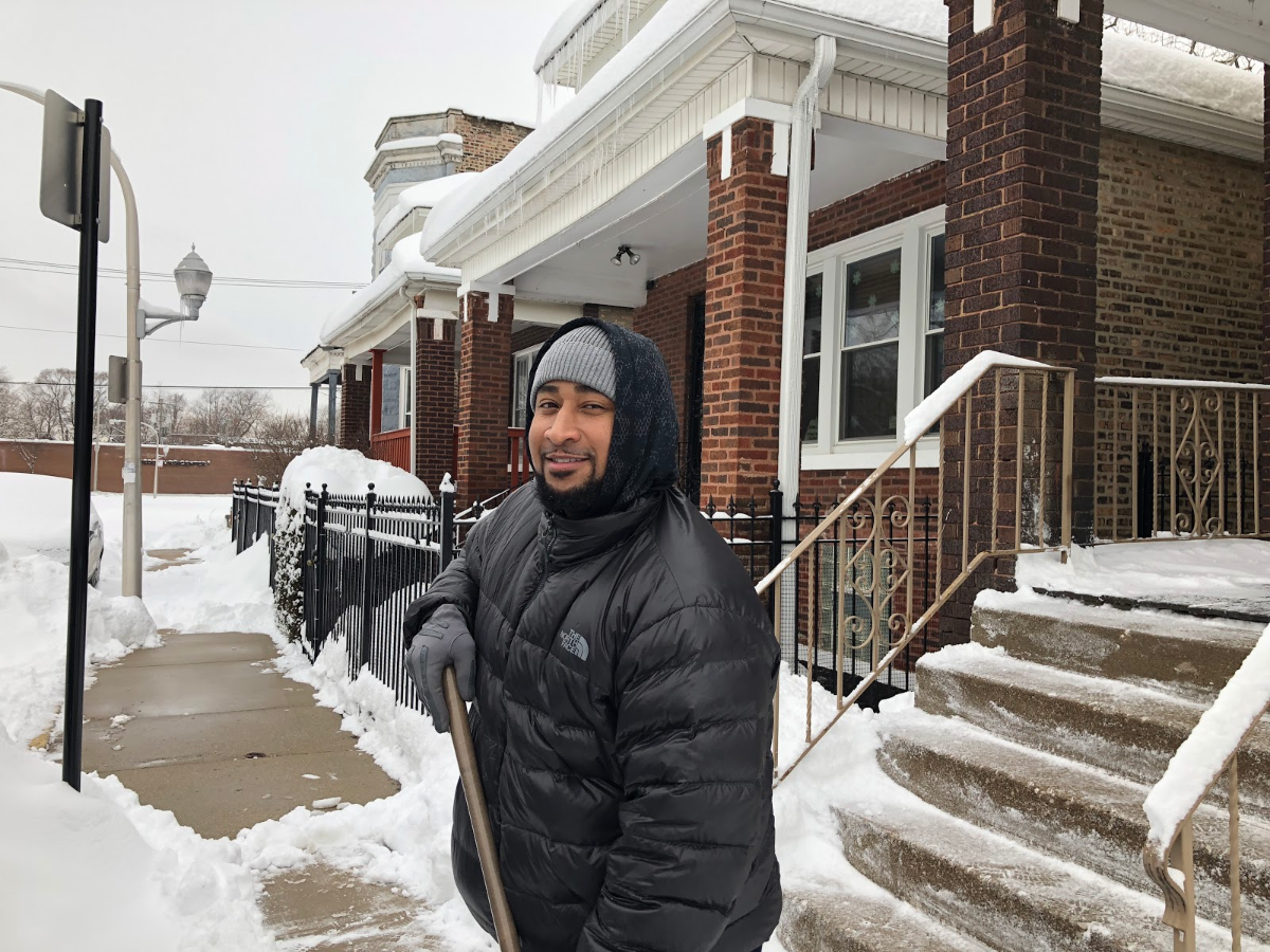 'This is the city of Chicago: the greediest city ever,' said Jason, an Englewood resident who declined to give his last name, after he learned he could be ticketed for not shoveling the sidewalks near his home. (Greta Johnsen/WBEZ)