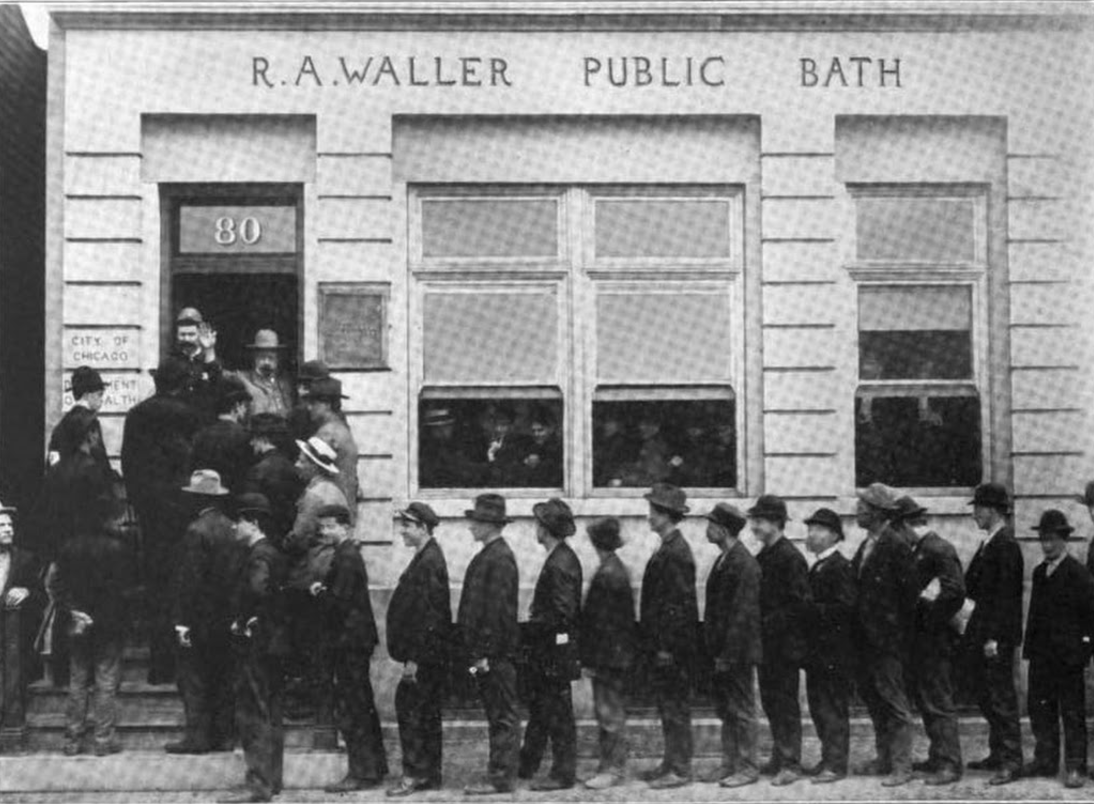 Men's hour at R. A. Waller Public Bath. (Courtesy Chicago Health Department)