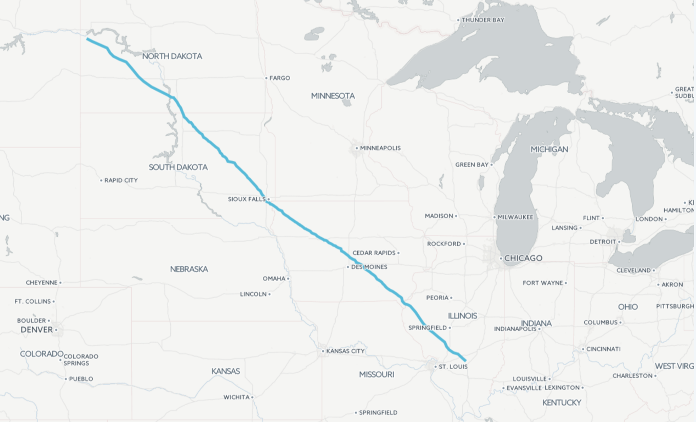 The Dakota Access Pipeline runs nearly 1,200 miles from North Dakota to Illinois. (WBEZ/Katherine Nagasawa)