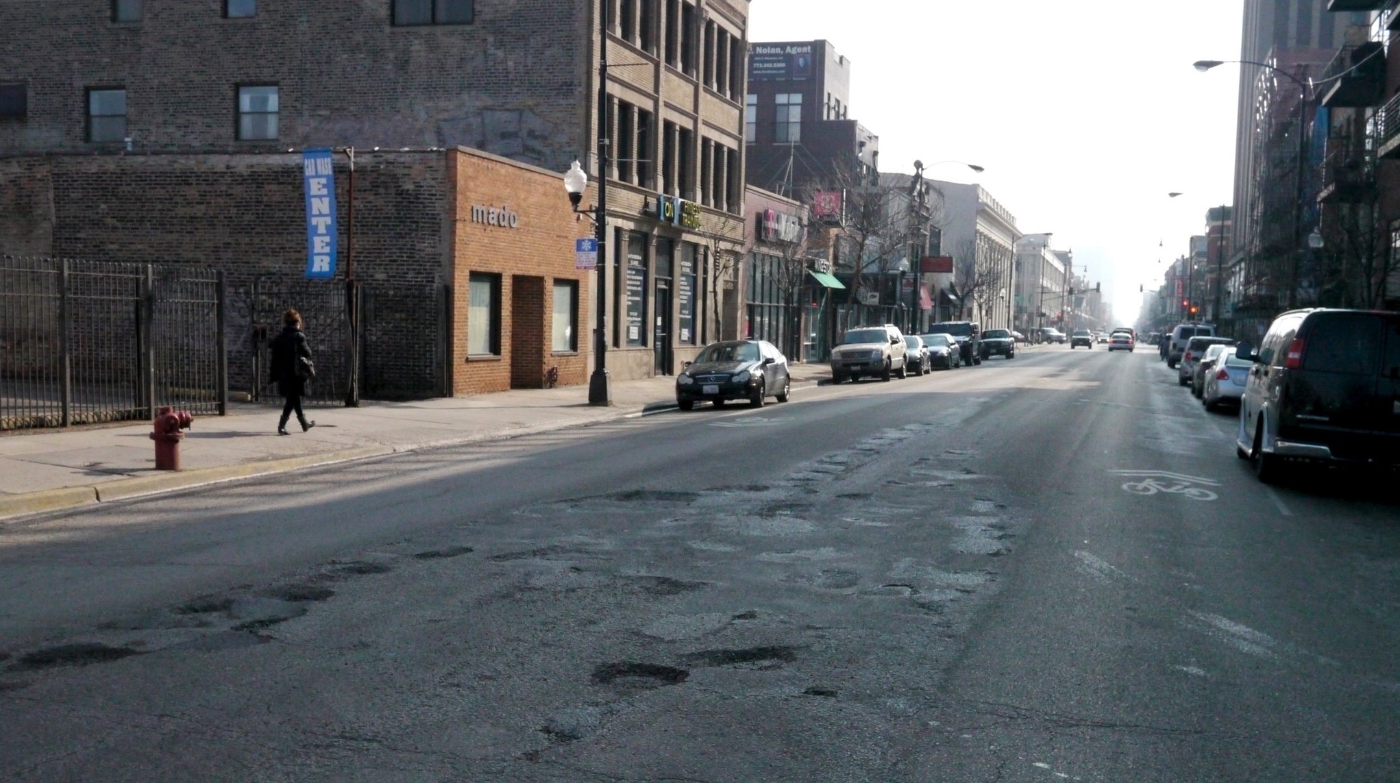 Potholes pepper a stretch of Milwaukee Ave. (Courtesy Steven Vance)