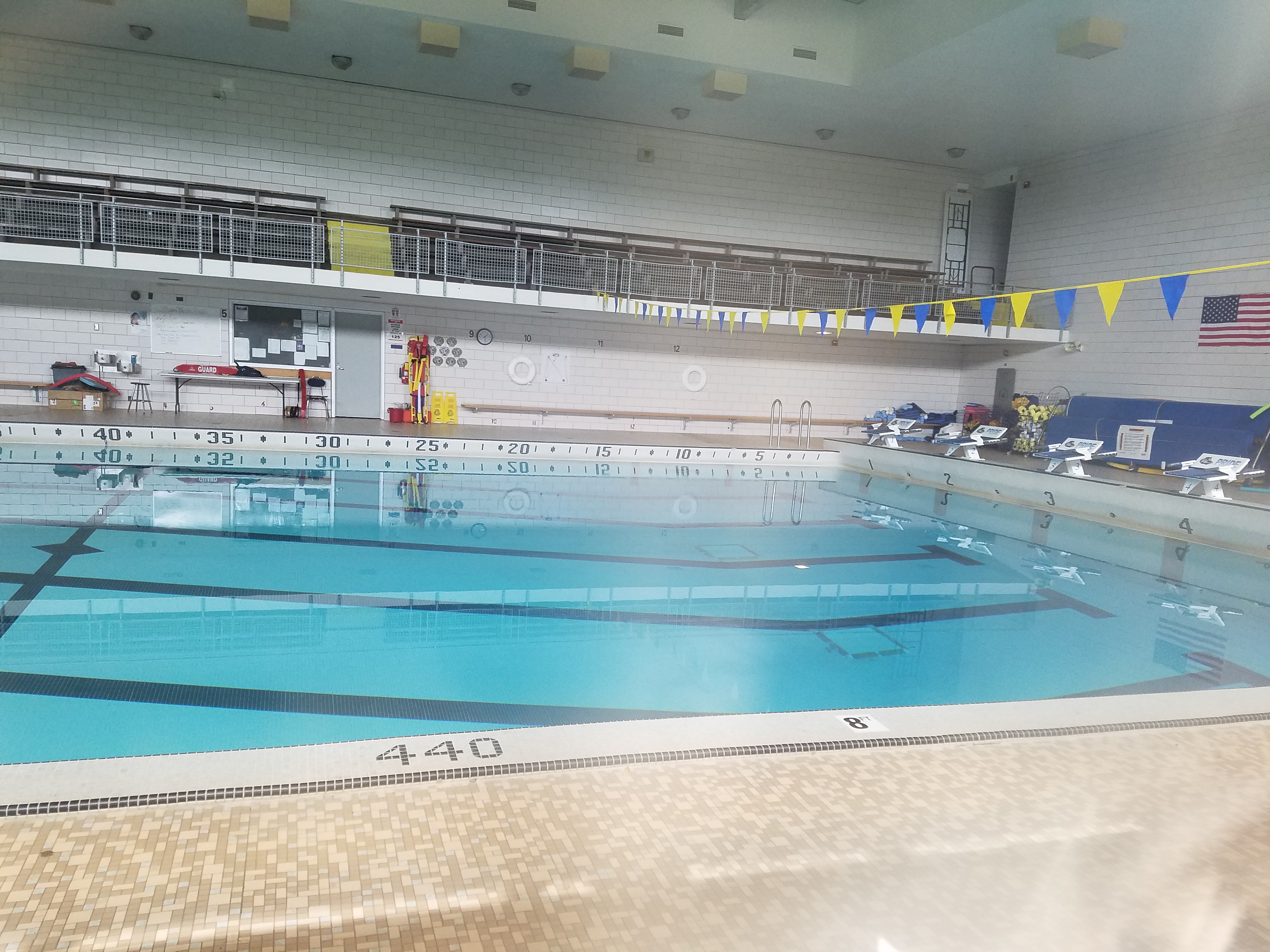 The swimming pool at Kennedy High School. Graduate John Connors says in the 1970s some students threw glass bottles into the pool so that class would be canceled. (WBEZ/Monica Eng)